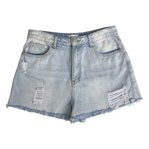 Superdown Shorts Womens Large Denim Distressed Raw Hem High Rise Western Boho